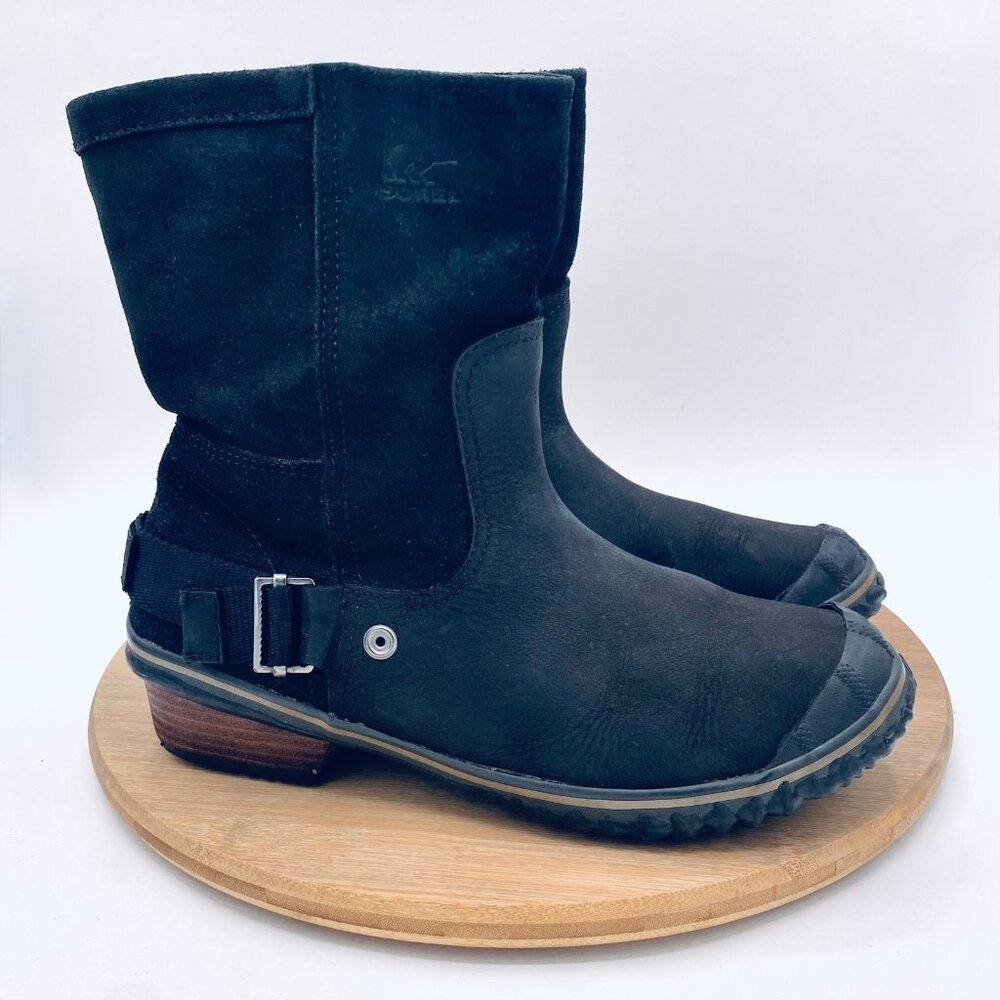 Sorel Duck Boots Womens 8.5 Black Leather Ankle Waterproof Barn Chore